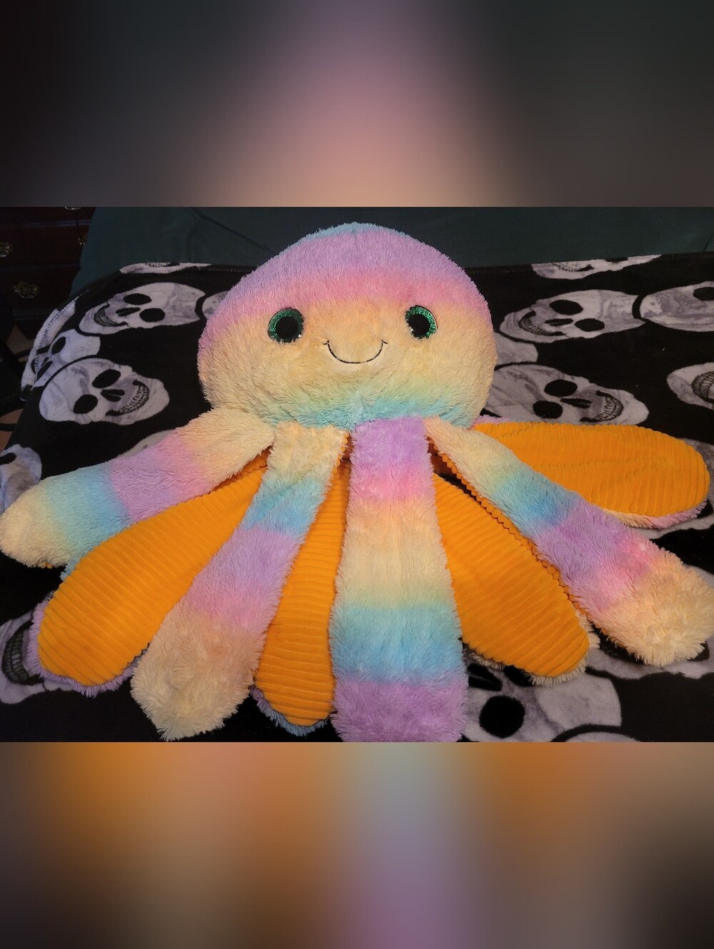 Goffa huge Stuffed octopus rainbow plush With Glitter Eyes